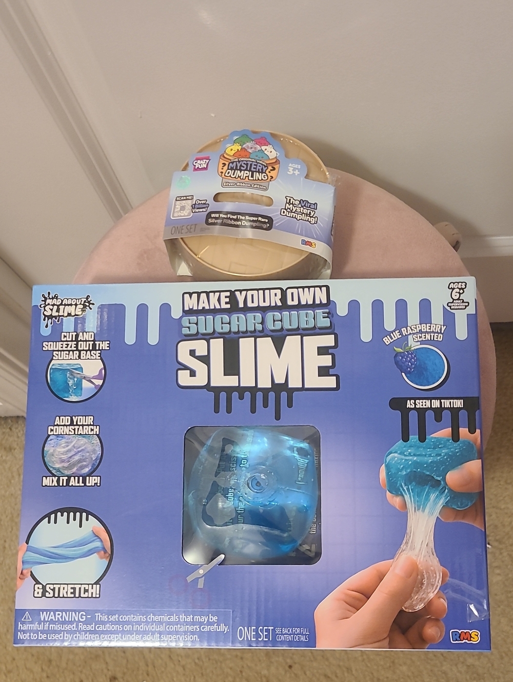 Viral Make Your Own Sugar Cube Slime - Blue And Silver Ribbon Dumpling New